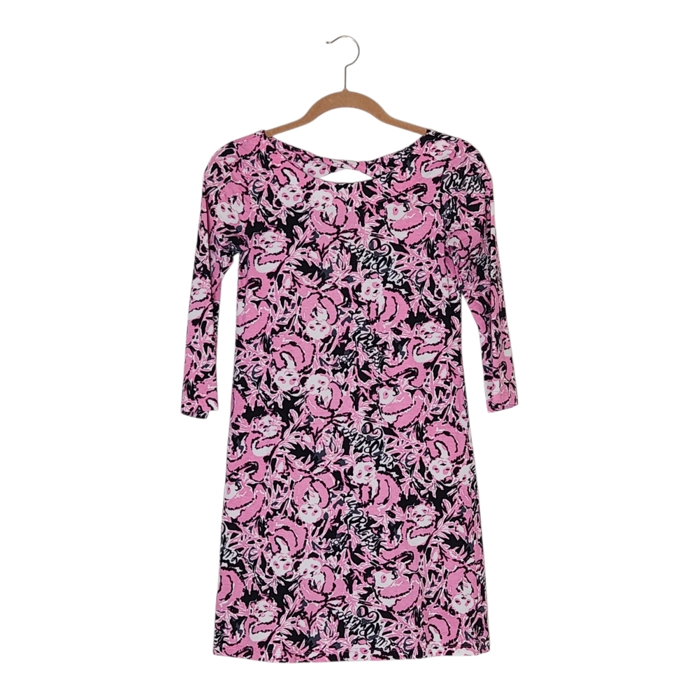 Lilly Pulitzer Bay Dress Hibiscus Pink Hangin With My Boo Panda Pima Cotton XXS